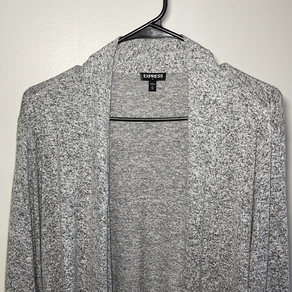 Express Grey Draped Open Front Sweater - Womens Size M - Picture 2 of 5